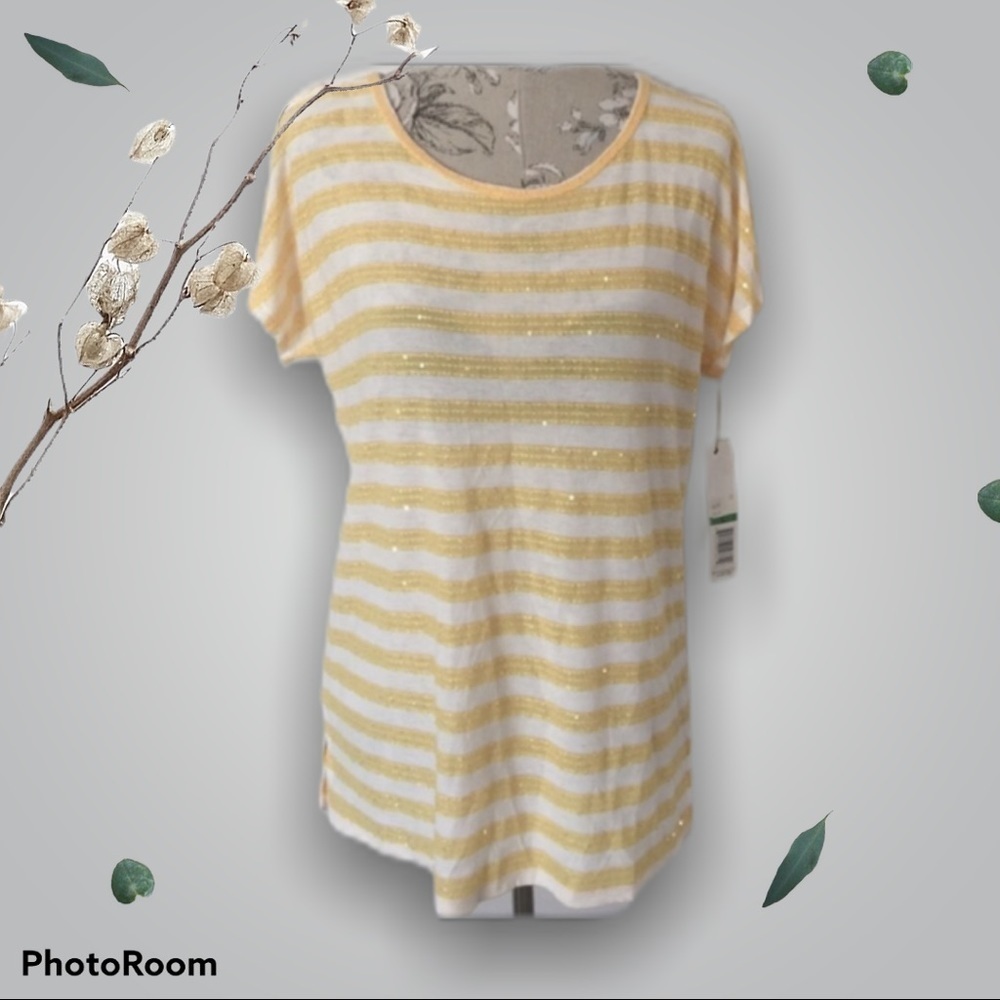 𝅺*nwt Rafaella Yellow Sequin Top L